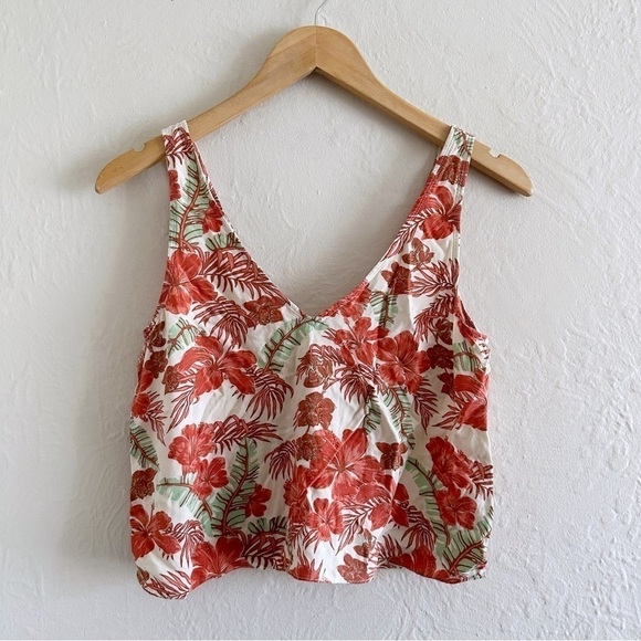 Wilfred Tops - Aritzia Wilfred Free Kempner Open Back Tie Tropical Flowers Tank Top Siz…